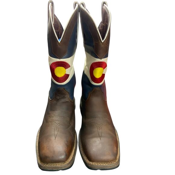 Durango Rebel Colorado Flag Western Boots Brown Leather Mens 9W Square Toe main image 7